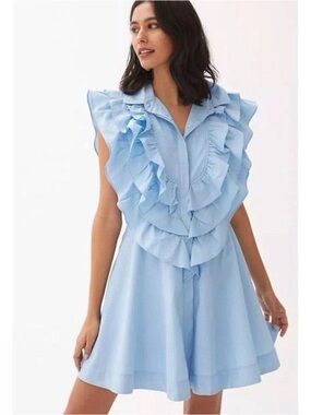 Maeve Light Blue Ruffle Mini Dress